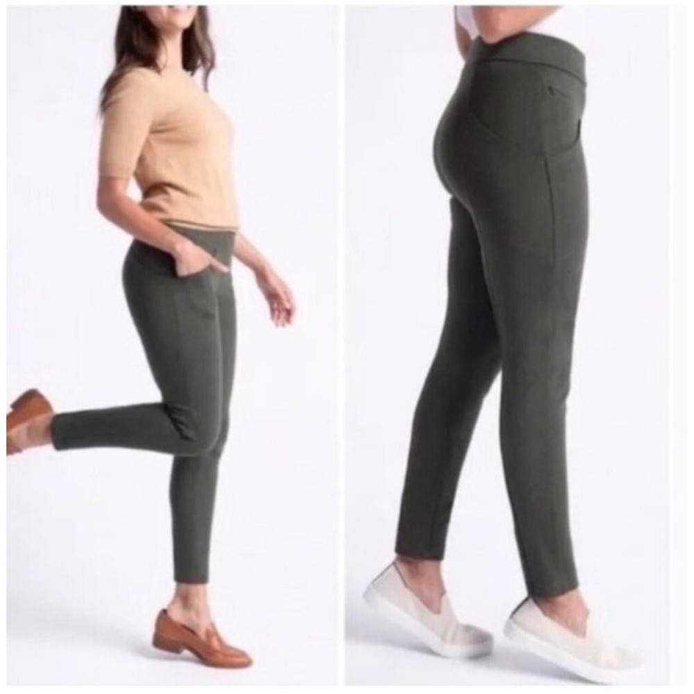 Betabrand journey DPYP dress pant yoga pant olive green women's medium petite